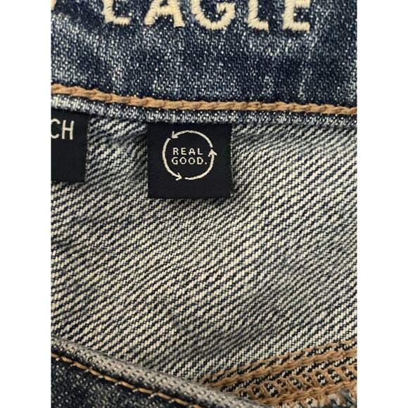 American Eagle Baggy Wide Leg Jeans Womens 10 Super High Rise Distressed Grunge - Picture 5 of 12